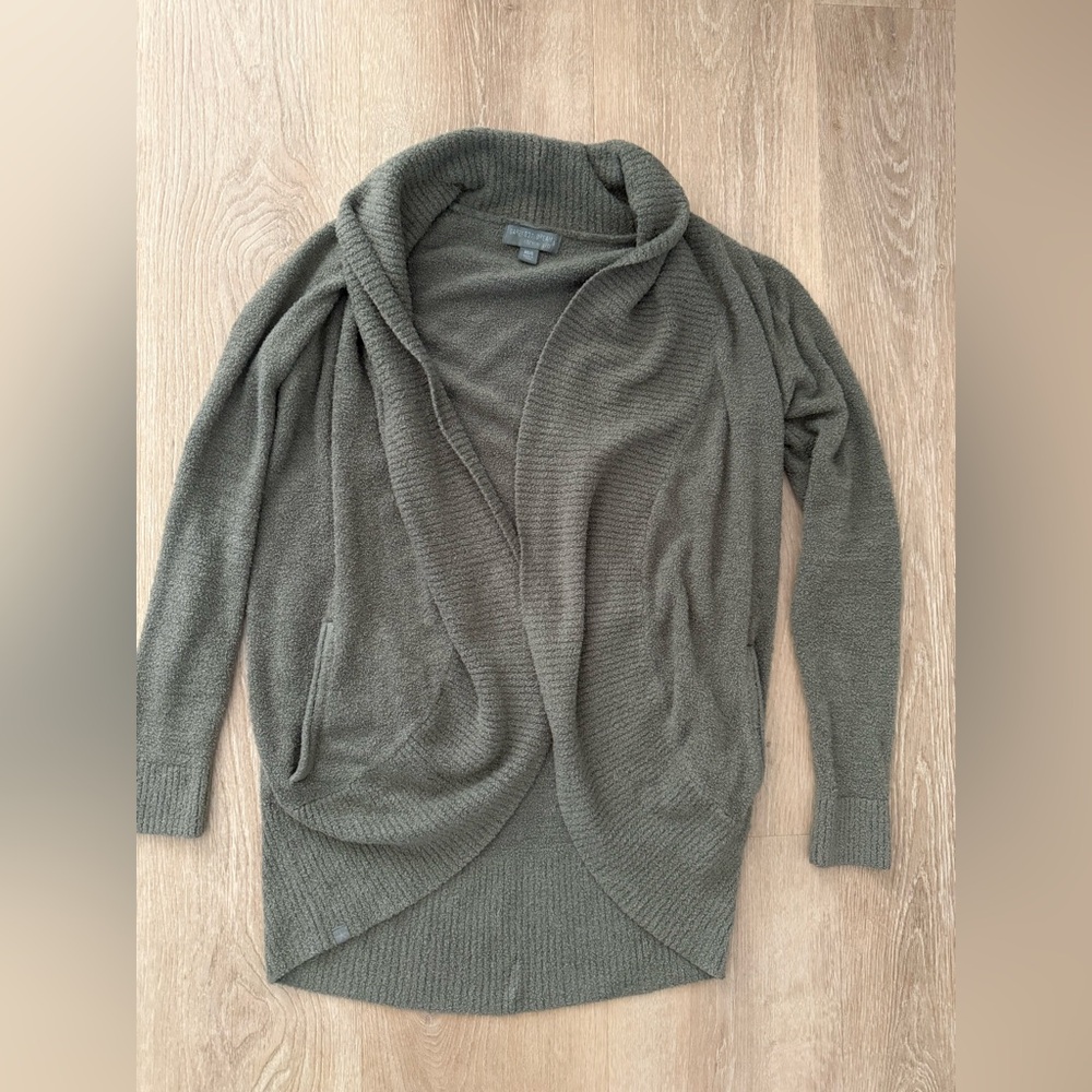 Barefoot Dreams Cozy Chic Lite Cardigan Sweater‎ Green XS/S Excellent Condition